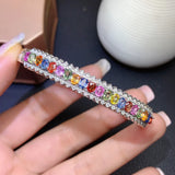 Rainbow Zircon Bracelet for Women, Imitated Sri Lankan Gem, Party Gift
