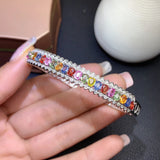 Rainbow Zircon Bracelet for Women, Imitated Sri Lankan Gem, Party Gift