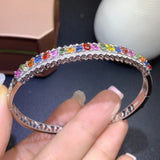 Rainbow Zircon Bracelet for Women, Imitated Sri Lankan Gem, Party Gift