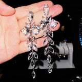 Petals Horse Eye Earrings Bright Zircon Jewelry Girl's Holiday Gift