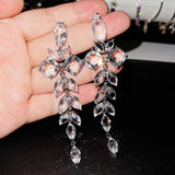 Petals Horse Eye Earrings Bright Zircon Jewelry Girl's Holiday Gift