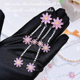 Pink Daisy Earrings Bright Zircon Jewelry Gift