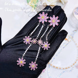 Pink Daisy Earrings Bright Zircon Jewelry Gift