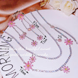 Pink Daisy Earrings Bright Zircon Jewelry Gift