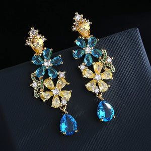 Bohemian Flower Earrings with Zircon