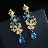 Bohemian Flower Earrings with Zircon