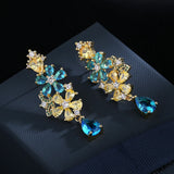 Bohemian Flower Earrings with Zircon