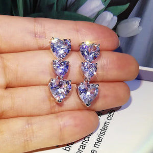 Heart-Zircon Earrings Women, Cubic Zirconia Jewelry