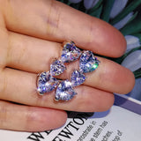 Heart-Zircon Earrings Women, Cubic Zirconia Jewelry