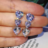 Heart-Zircon Earrings Women, Cubic Zirconia Jewelry