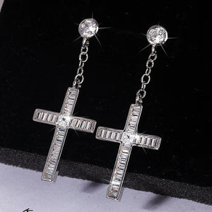 Cross Earrings Zircon Girl's Party Jewelry Gift