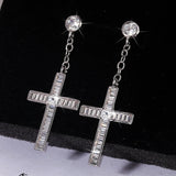 Cross Earrings Zircon Girl's Party Jewelry Gift
