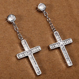 Cross Earrings Zircon Girl's Party Jewelry Gift