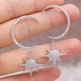 Moon Star Earrings Zircon Girl's Gift Party Jewelry