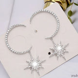 Moon Star Earrings Zircon Girl's Gift Party Jewelry
