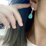 Paraiba Drops Earrings Bright Zircon Girl's Party Jewelry