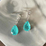 Paraiba Drops Earrings Bright Zircon Girl's Party Jewelry