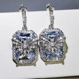 Rectangle Butterfly Earrings Zircon Girl's Gift