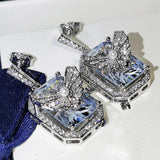 Rectangle Butterfly Earrings Zircon Girl's Gift