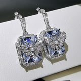 Rectangle Butterfly Earrings Zircon Girl's Gift