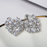 T Diamond Heart Earrings Female Jewelry Zircon Girl's Gift