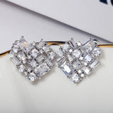 T Diamond Heart Earrings Female Jewelry Zircon Girl's Gift
