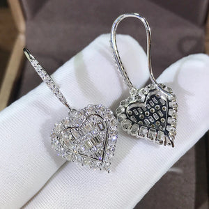 Heart Hoop Earrings with Zircon, Female Jewelry