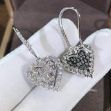 Heart Hoop Earrings with Zircon, Female Jewelry