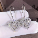 Heart Hoop Earrings with Zircon, Female Jewelry