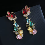 Colorful Tassel Drop Earrings with Zircon - Girl's Party Jewelry