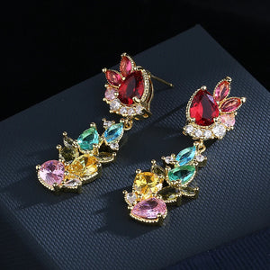 Colorful Tassel Drop Earrings with Zircon - Girl's Party Jewelry