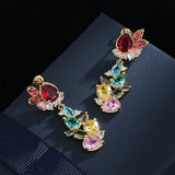 Colorful Tassel Drop Earrings with Zircon - Girl's Party Jewelry