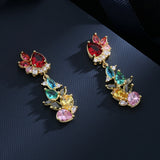 Colorful Tassel Drop Earrings with Zircon - Girl's Party Jewelry