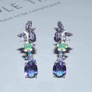 Zircon Water Drop Flower Earrings Female Jewelry