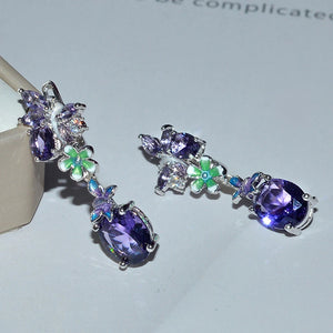 Zircon Water Drop Flower Earrings Female Jewelry