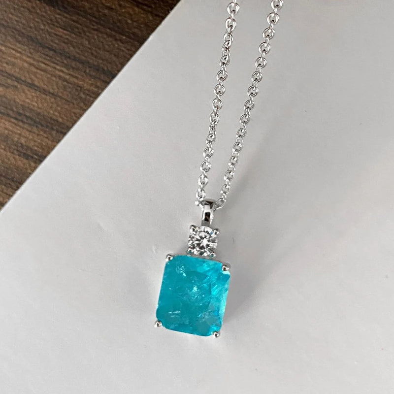 Women Necklace Lagoon Rectangle Necklace Female Jewelry Zircon Gift