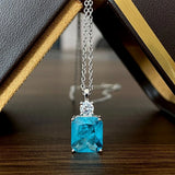 Women Necklace Lagoon Rectangle Necklace Female Jewelry Zircon Gift