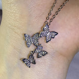 Women Butterfly Necklace Zircon Collar Chain Girls Gift