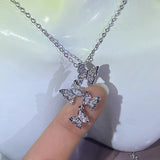 Women Butterfly Necklace Zircon Collar Chain Girls Gift