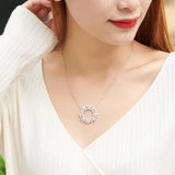 Circle Flower Cluster Necklace Zircon Jewelry Girl Gift Party