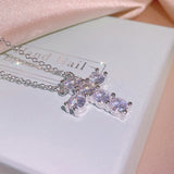 Women Cross Necklace Zircon Collar Chain Jewelry