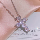 Women Cross Necklace Zircon Collar Chain Jewelry