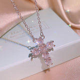 Women Cross Necklace Zircon Collar Chain Jewelry