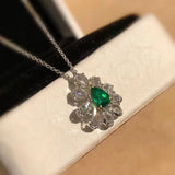 Emerald Necklace Female Collar Chain Jewelry Zircon Girl Gift