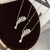 Feather Necklace Brilliant Zircon Girl Gift Party
