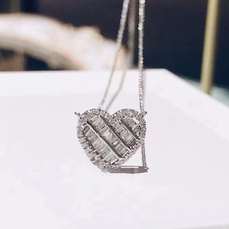 Heart Necklace Female Collar Chain Zircon Jewelry Gift Party