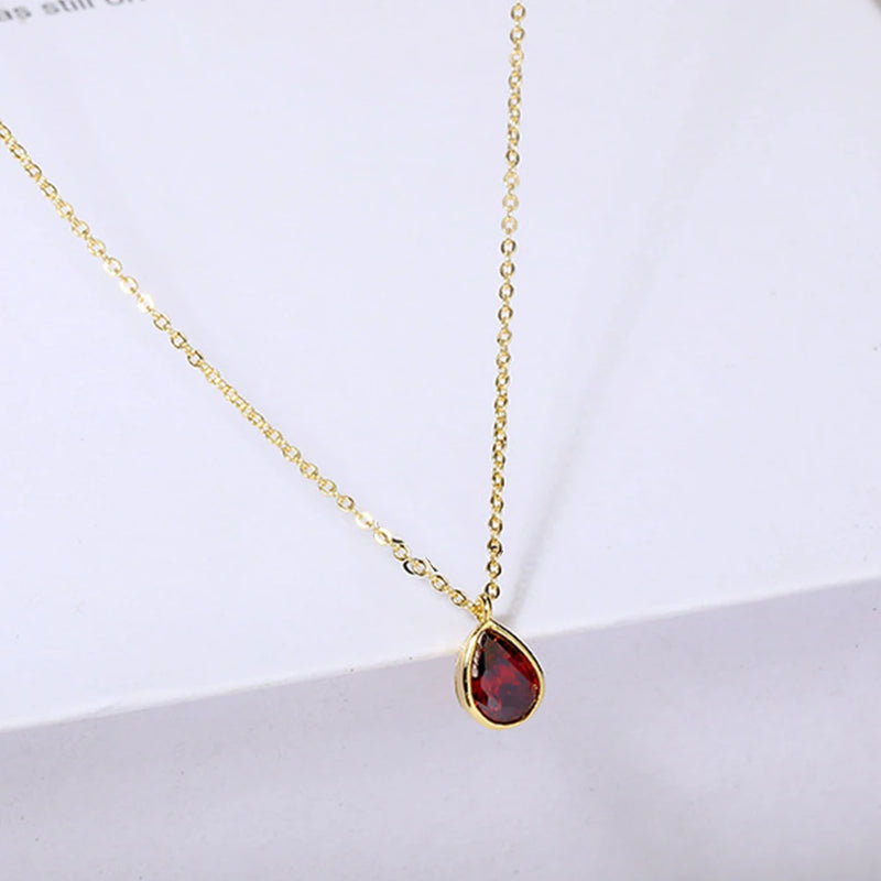 Droplet Ruby Necklace for Women - Zircon Female Jewelry