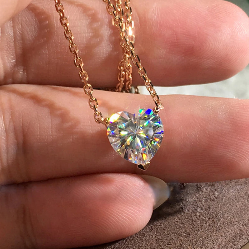 Heart Necklace Moissanite Zircon Jewelry for Women