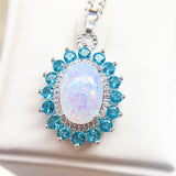 Opal Collar Chain Necklace with Zircon - Girl Gift