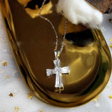 Rectangle Cross Necklace Zircon Collar Chain Girl Gift